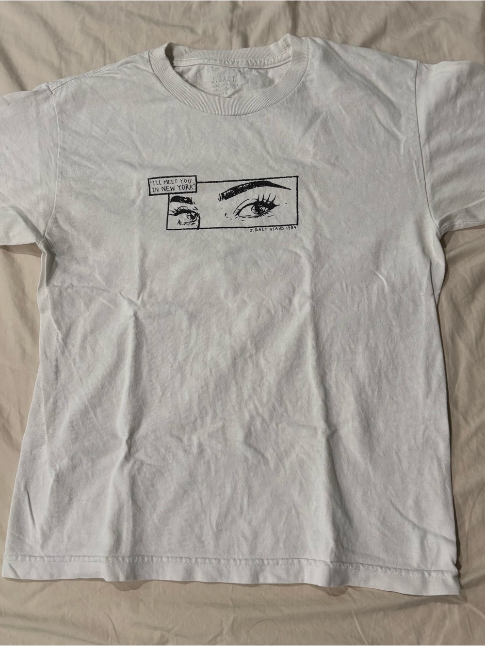 Brandy Melville J Galt Plain White Tee - I’ll Meet You in New York Graphic XS